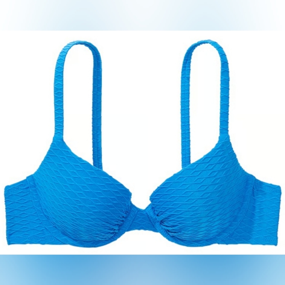 32DD/S VS Swim Icon PushUp Bikini Top High Waist Full Coverage Bikini Set Blue - Picture 2 of 4